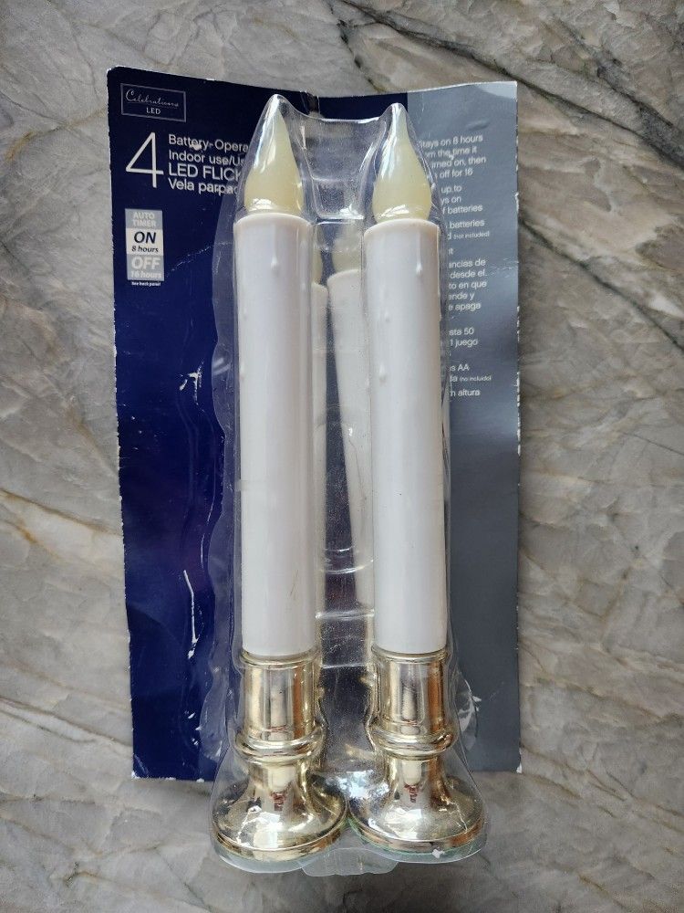 Set Of 4 LED Flickering Candles