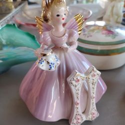 Vintage 1950's JOSEF ORIGINALS Age 11 Birthday Angel Girl Figurine Cake Topper w/ Original JAPAN Foil Label ~ very adorable!

