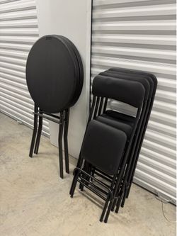Foldable Cocktail Table 28” (2x) & Cocktail Chairs 24” (4x)