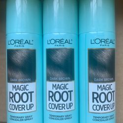 3 L’Oréal Paris Magic Root Cover Up Temporary Gray Concealer Hair Spray Dark Brown New Sealed 