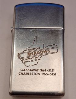 Vintage Zippo Slim Lighter Kenton Meadows WV