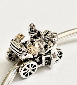 925 sterling silver wedding carriage charm , fits Pandora bracelet