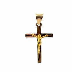 Men’s or Women’s 14k Tricolor Rose White Yellow Gold 1” Inch Cross Crucifix Pendant for Necklace GP3135427
