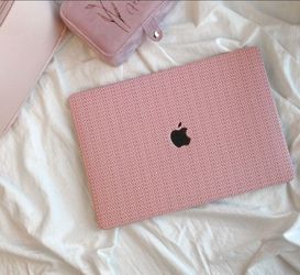 Macbook Air 13 (A1932 A2179 A2337) Pink Weave Design Laptop Cover Protective Case 
