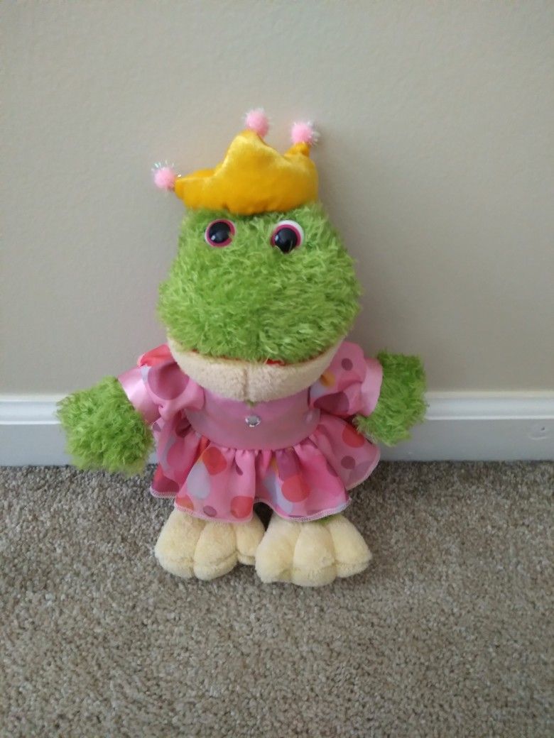 Dan Dee Princess Green Frog With Pink Dress And Crown 11" Stuffed Animal