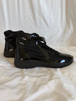 Prada America’s Cup High-Top Sneakers – Black Patent – Size 10 – $1,050 OBO