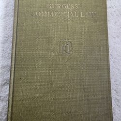 Burgess’ Commercial Law 1921 Antique Business Textbook Lyons & Carnahan Hardcover