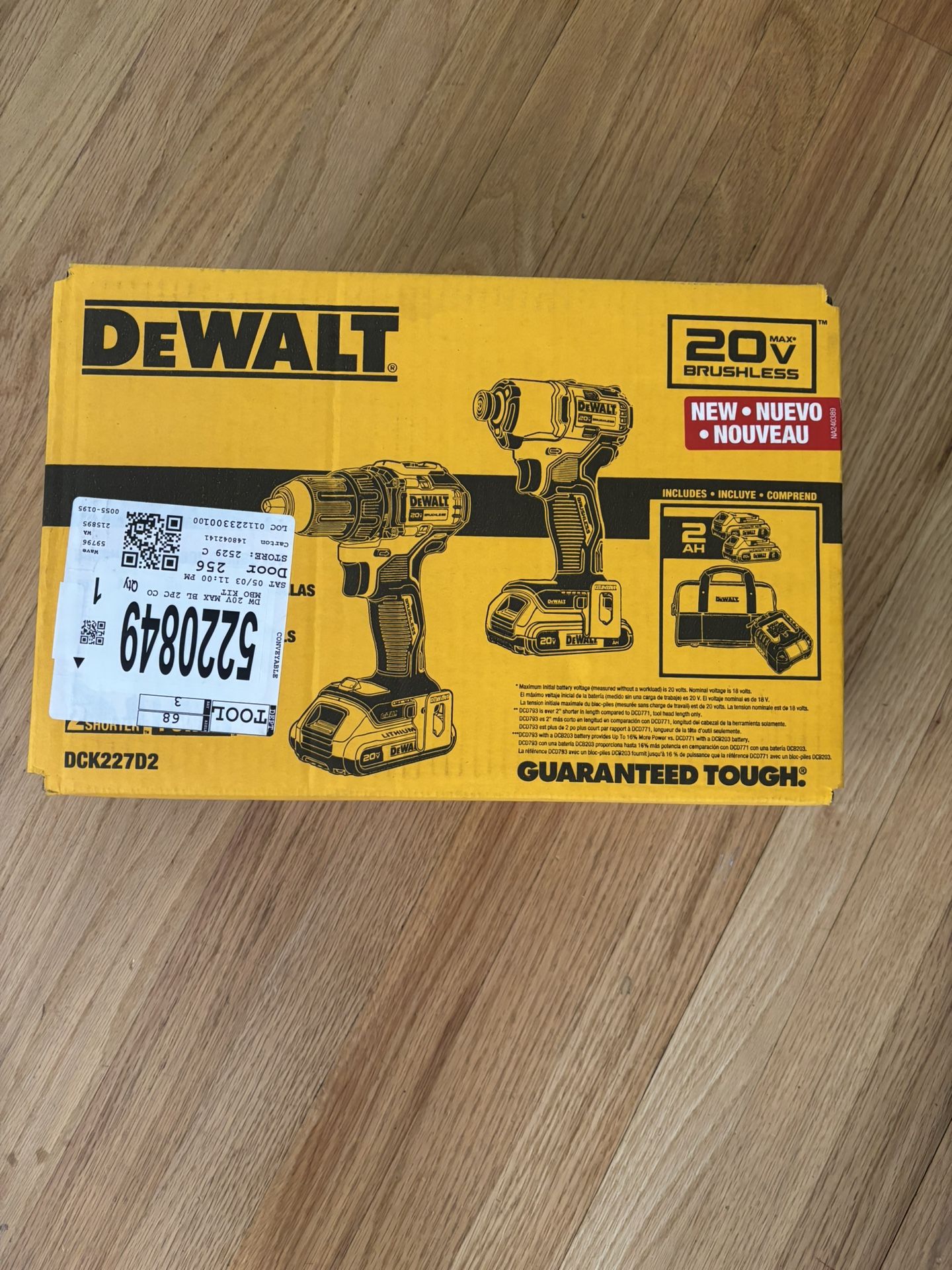 (New) DEWALT 20V MAX 2-Tool Brushless Power Tool Combo Kit with Soft Case (2-Batteries and Charger Included)