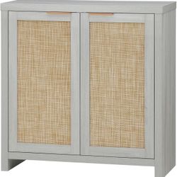 Hampstead Storage Sideboard Cabinet with Rattan Doors and Adjustable Shelves, Buffet Kitchen Cabinet Cupboard Console for Living Room