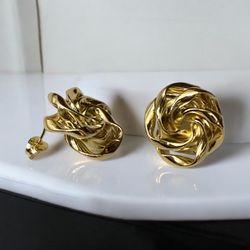 Swirl Style 14K Gold Electroplated Earrings