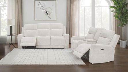 New 2 pc livingroom set with reclining sofa and loveseat on sale now