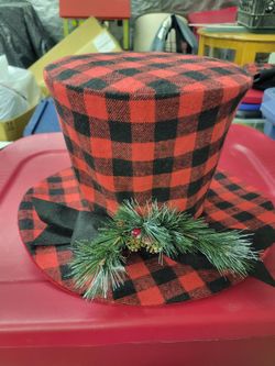 Plaid Christmas Top Hat Tree Topper