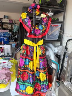 Mexican Floral Folklorico Dress with Accessories
