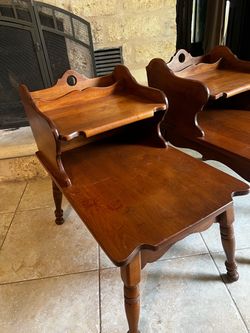 Sprague & Carleton Set of 2 Maple wood Telephone Tables *Genuine*