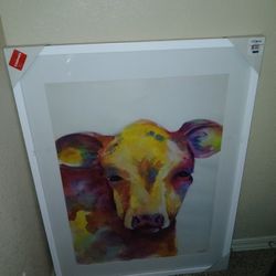 New Framed Cow Paintimg Print  30" X 40"    $10