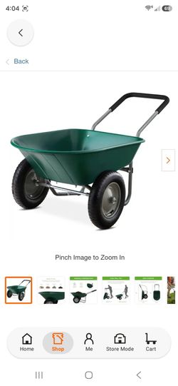 5 cu. ft. Green Plastic Wheelbarrow with Padded Handles