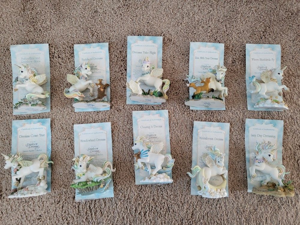 Hamilton Rainbow Dreams Unicorn Figurine Collection w/certificates