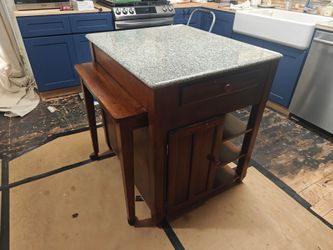 Kitchen island - granite top + roll-out surface