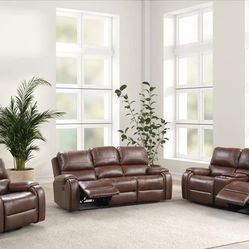 Reclining Manual Sofa Comfort Brown