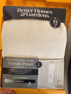 Better Homes & Gardens Blackout Curtain Panel 50” x 84” – Vanilla Jacquard Velvet – New