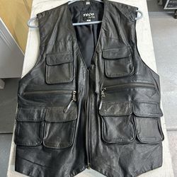 Taco leather riding vest