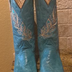 Woman’s Size 10 Rogers Leather Teal Boots-FIRM