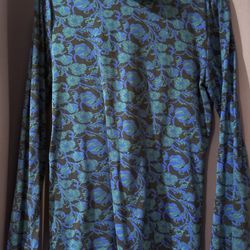 BY DESIGN Turtleneck Long Sleeve Jersey Top   MIDNIGHT, Size Medium