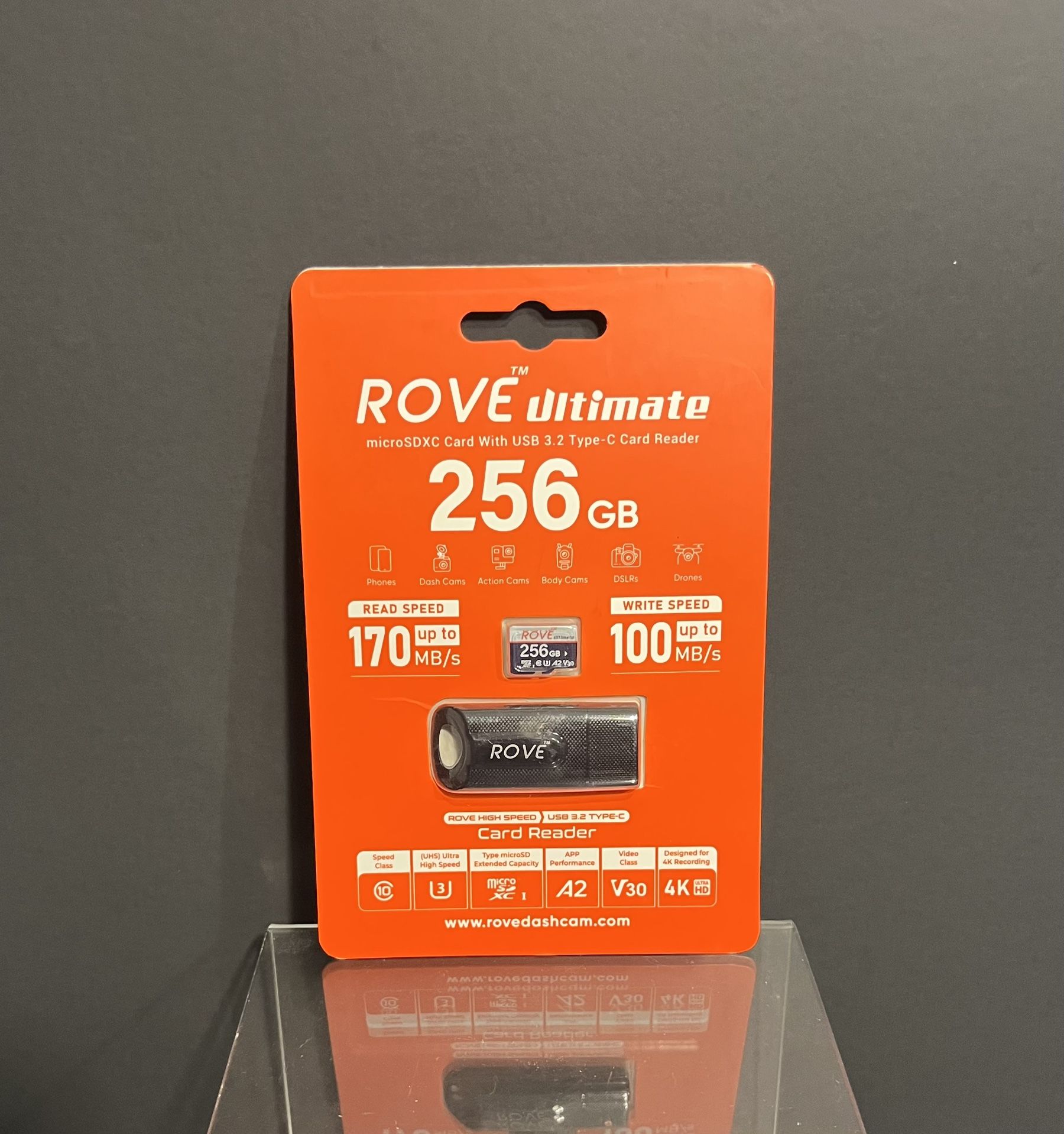 ROVE Ultimate Micro SD Card microSDXC 256GB Memory Card with USB 3.2 Type C Card