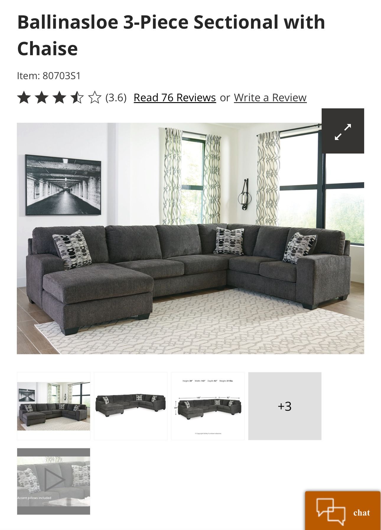 Left Arm Facing Sectional Couch 