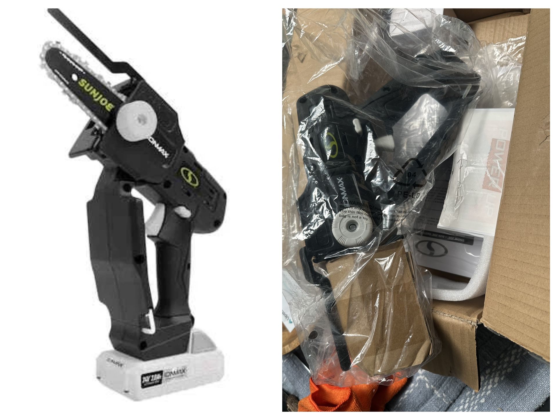 Open Box Sun Joe 24V IONMAX Cordless Pruning Hand Held Saw | 24V-HCS-4-LTE