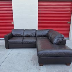 Brown Leather Sectional Sofa 