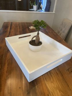 21 1/2” x 24” Large White Lacquer tray either from crate & barrel or west elm