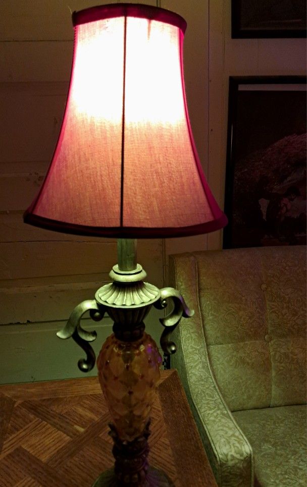 Vintage Beaded Amber Lamp