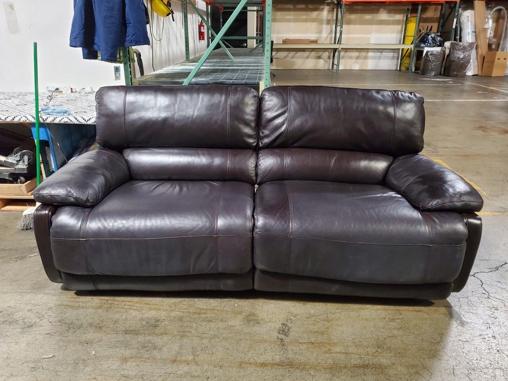 Loveseat Recliner Dark Brown Color Leather 