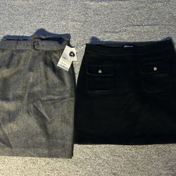 Skirts bundle size 14 gray and black faux wool 