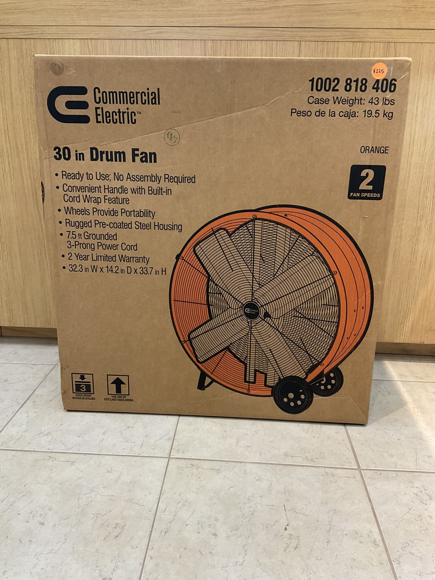 COMMERCIAL ELECTRIC 30 in. Heavy Duty 2-Speed Direct Drive Drum Fan