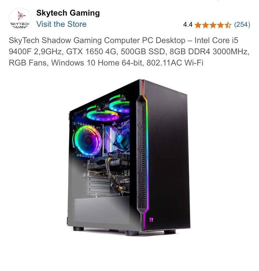 SkyTech Gaming PC - i5, GTX 1650, 24GB RAM, 500GB SSD Smooth and clean mid-tier gaming PC -Great Condition, also looking for ps5 trades