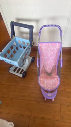 Kids shopping cart bluey & stroller play