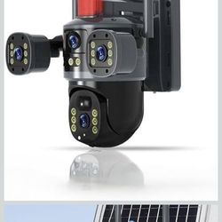 Triple-Lens Solar 360° Dome Camera, Security Cameras Wireless Outdoor, Cameras for Home Security, 2-Way Audio, 360° Pan & Tilt Surveillance