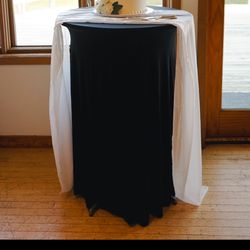 3 Round Cocktail Table Skirt 32"x 43" Spandex Stretch Cocktail Tablecloth