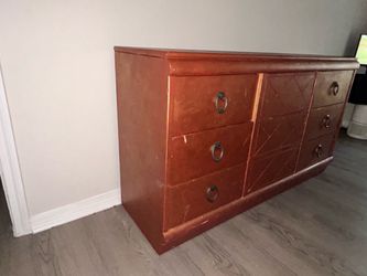 Dark copper Red Wood Dresser with Ring Pulls