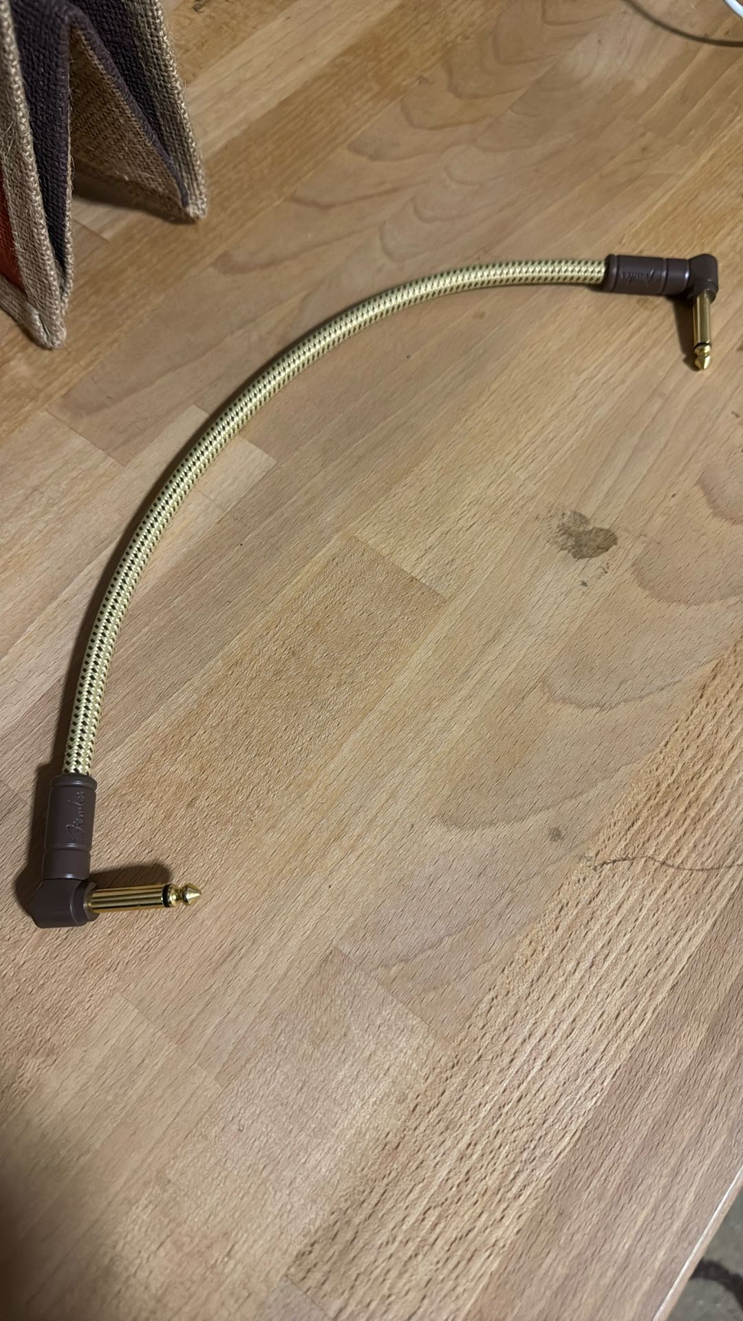 Fender Deluxe Series Right Angle to Right Angle Instrument Cable - 1 foot Tweed
