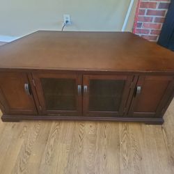 Corner TV Stand With Glass Doors