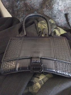 Balenciaga Hourglass Bag Croc Embossed