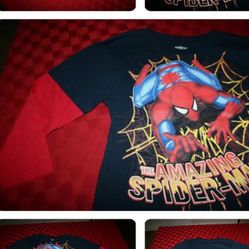 BOY'S MARVEL SPIDER-MAN SHIRT LAYERED LOOK SZ 7 NEW