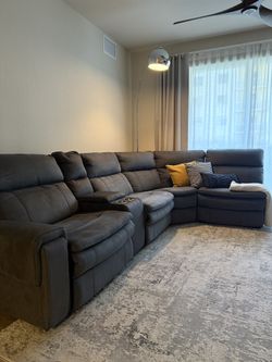 Sectional Sofa 2 Head And Legs Electric Recliners, Storage, USB, Outlets, Cups Holder Console