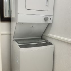 Whirlpool Electric Stacked Laundry Center with 1.6-cu ft Top load Washer and 3.4-cu ft Dryer White