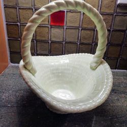 Vintage Ceramic Basket With Handle