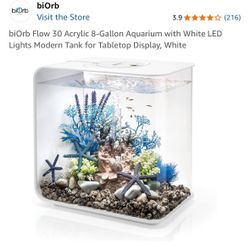 biOrb Flow 30 Acrylic 8-Gallon Aquarium with White LED Lights Modern Tank for Tabletop Display, White