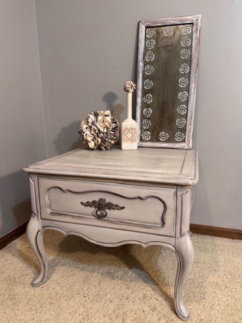 French Country End Table Repainted